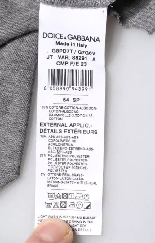 Сіра футболка Dolce &amp; Gabbana з круглим вирізом і короткими рукавами
