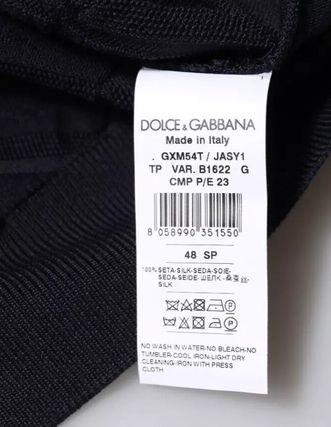 Чорний шовковий чоловічий светр-джемпер Dolce &amp; Gabbana з круглим вирізом