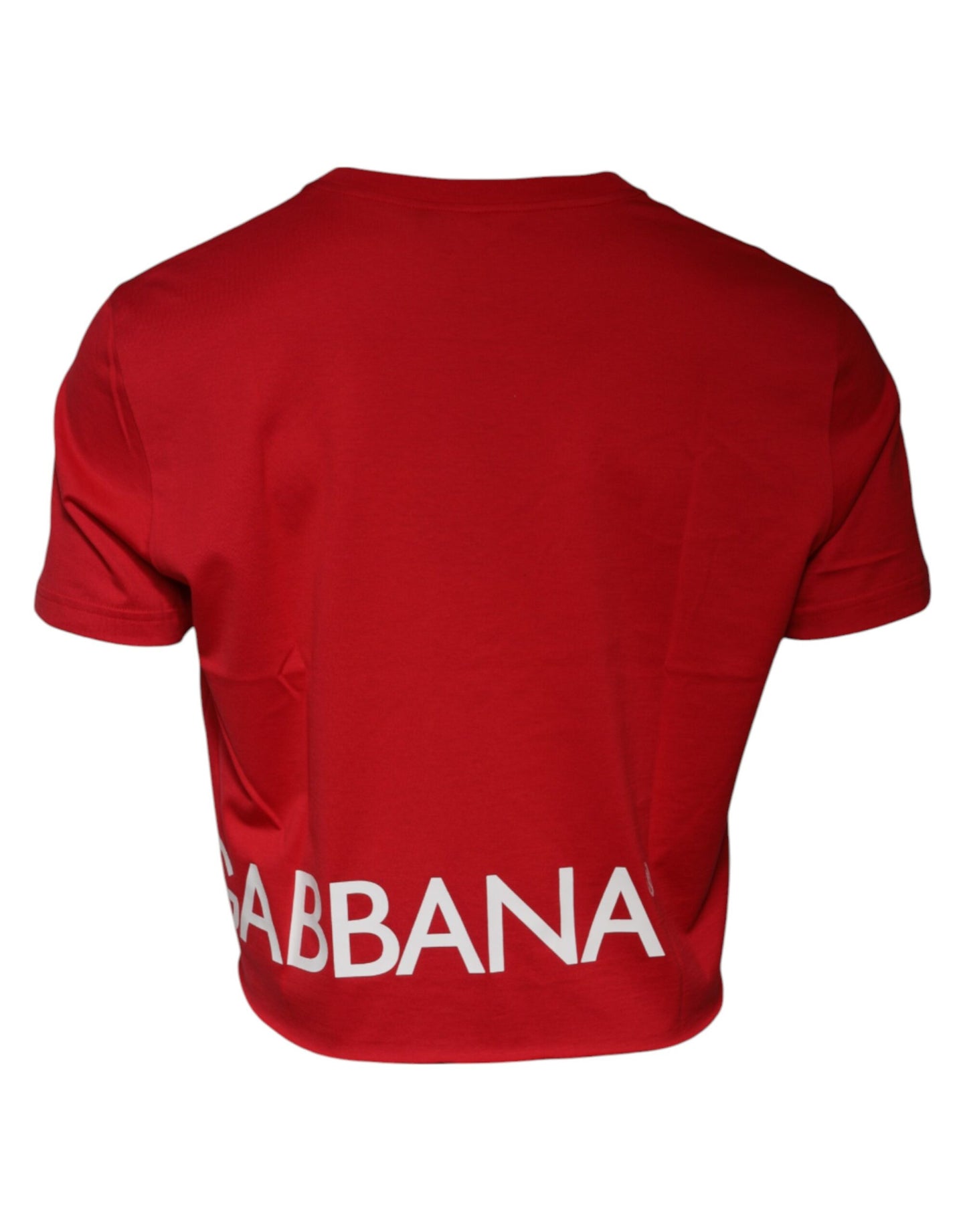 Укорочена футболка з круглим вирізом із принтом червоного логотипу Dolce &amp; Gabbana