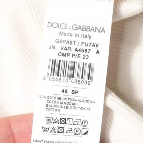 Бавовняна футболка Dolce &amp; Gabbana Off White без рукавів із круглим вирізом