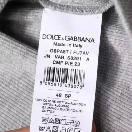 Сіра бавовняна футболка без рукавів із круглим вирізом Dolce &amp; Gabbana