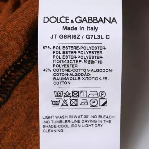 Поліестерова футболка з круглим вирізом із логотипом Dolce &amp; Gabbana Brown DG