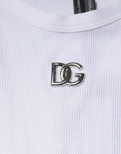Біла бавовняна футболка DG без рукавів із круглим вирізом Dolce &amp; Gabbana
