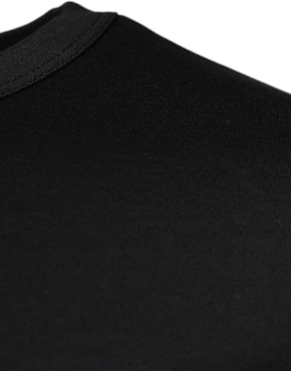 Чорна бавовняна футболка Dolce &amp; Gabbana з круглим вирізом і короткими рукавами