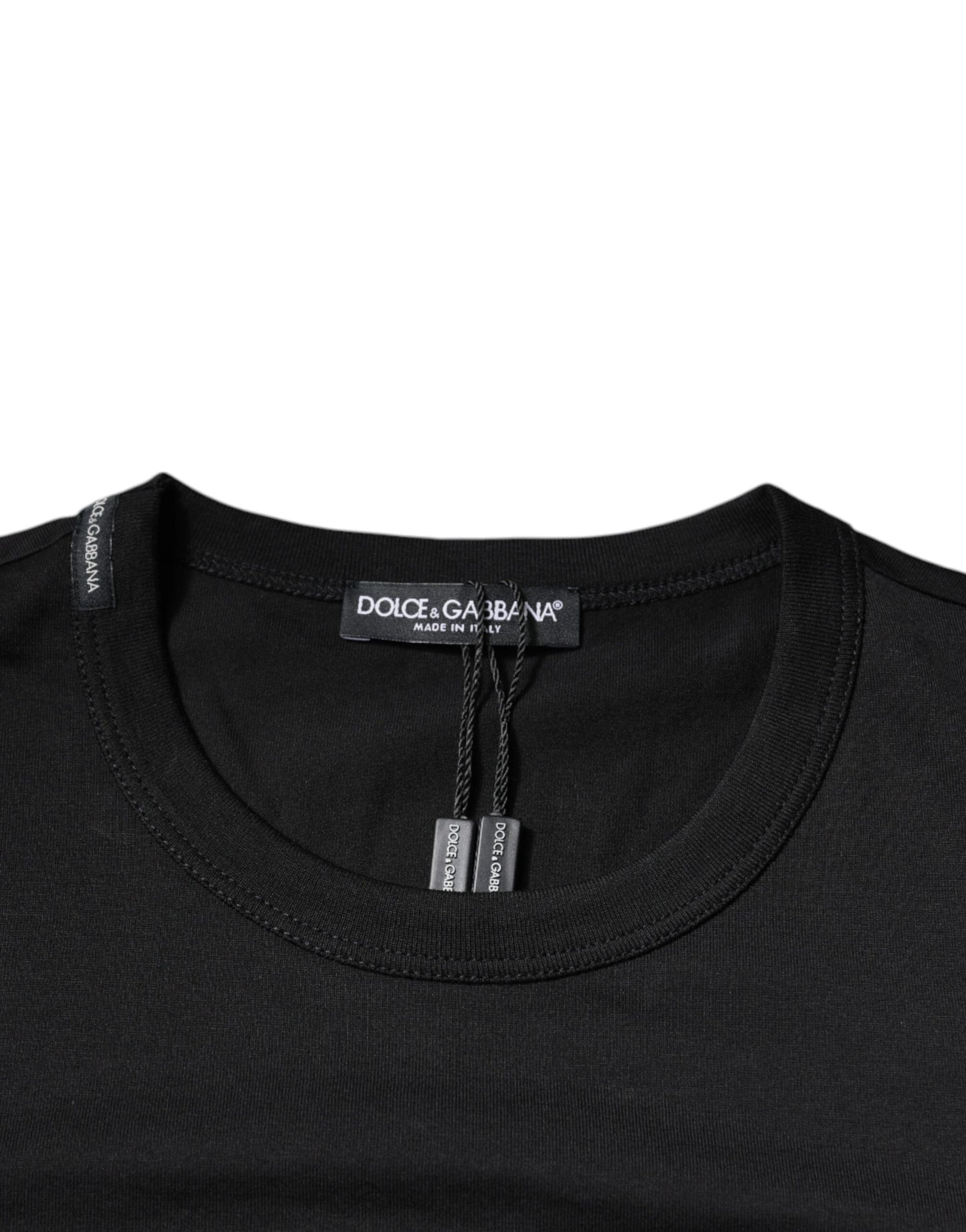 Чорна бавовняна футболка Dolce &amp; Gabbana з круглим вирізом і короткими рукавами
