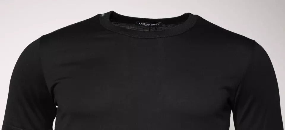 Чорна бавовняна футболка Dolce &amp; Gabbana з круглим вирізом і короткими рукавами