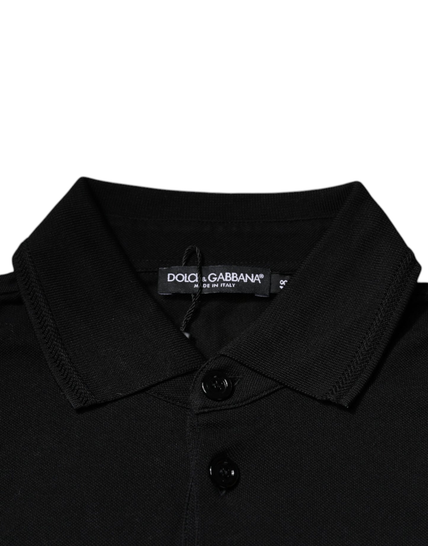 Чорна футболка-поло Dolce &amp; Gabbana з коміром і короткими рукавами
