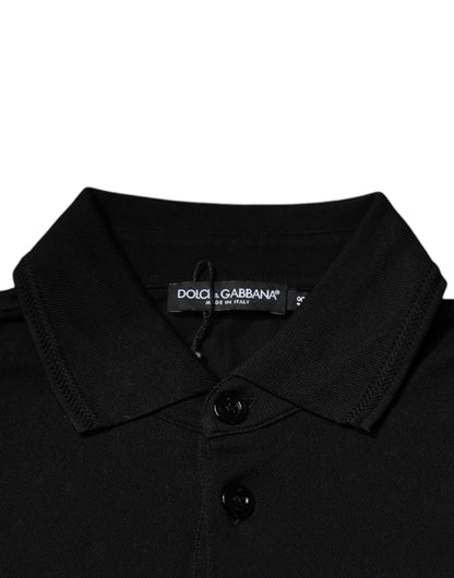 Чорна футболка-поло Dolce &amp; Gabbana з коміром і короткими рукавами