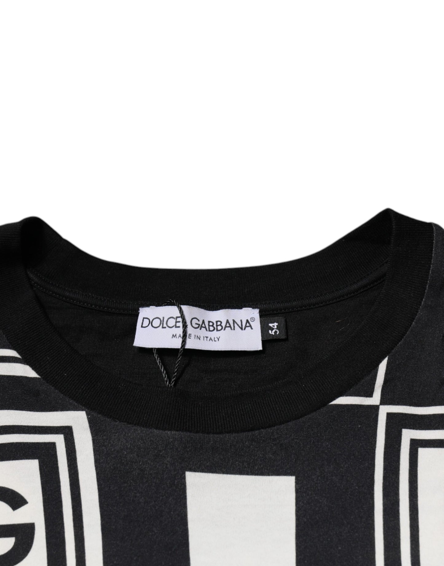 Бавовняна футболка з круглим вирізом і монограмою з чорним логотипом Dolce &amp; Gabbana