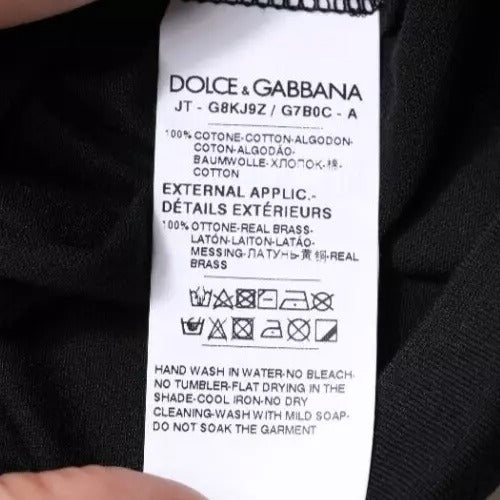 Чорна бавовняна футболка Dolce &amp; Gabbana з круглим вирізом і короткими рукавами