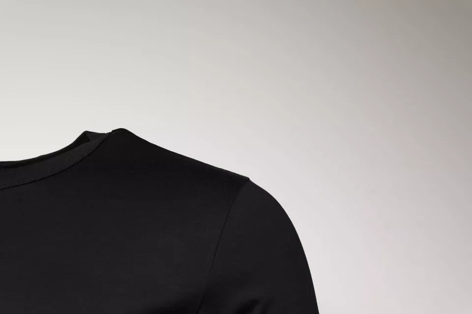 Чорна бавовняна футболка Dolce &amp; Gabbana з круглим вирізом і короткими рукавами