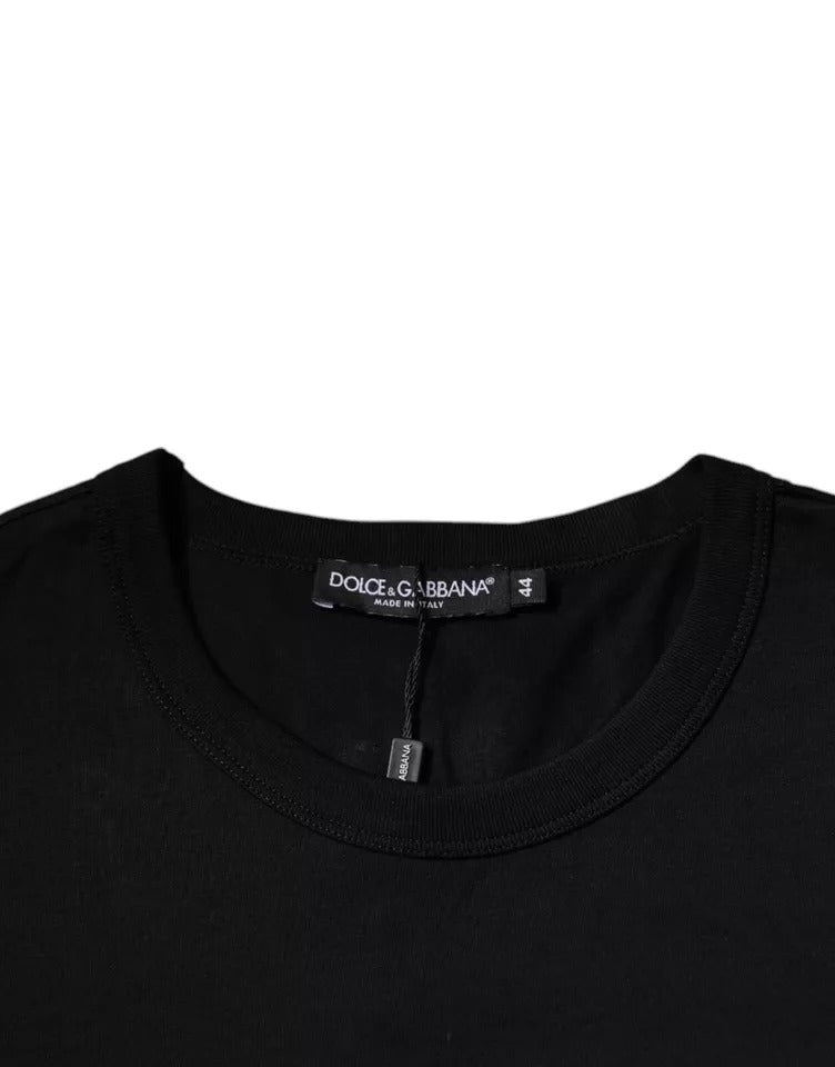 Чорна бавовняна футболка Dolce &amp; Gabbana з круглим вирізом і короткими рукавами