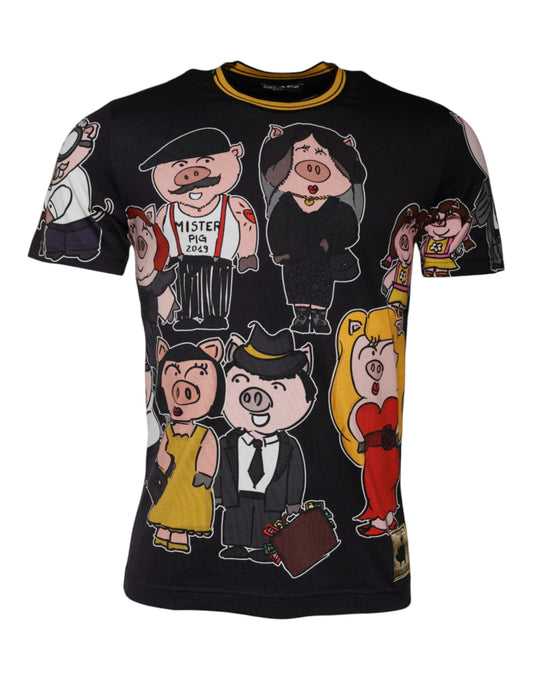 Чорна футболка з круглим вирізом Dolce &amp; Gabbana 2019 рік свині