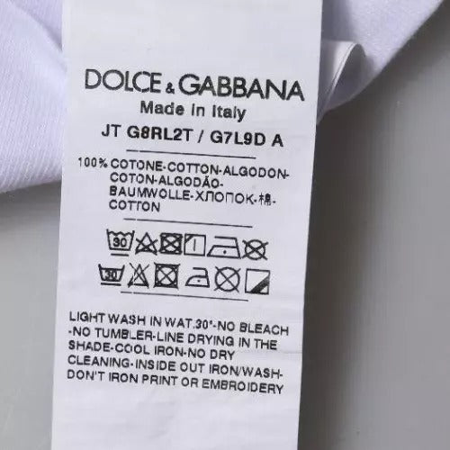 Бавовняна футболка з круглим вирізом із принтом білого логотипу Dolce &amp; Gabbana