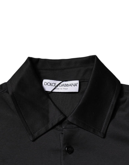 Чорна футболка-поло Dolce &amp; Gabbana з коміром DG і короткими рукавами