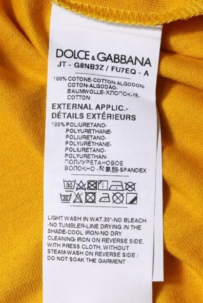 Темно-жовта футболка Dolce &amp; Gabbana з круглим вирізом і короткими рукавами