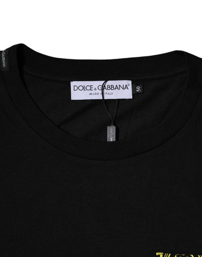 Бавовняна футболка з короткими рукавами з принтом чорного логотипу Dolce &amp; Gabbana