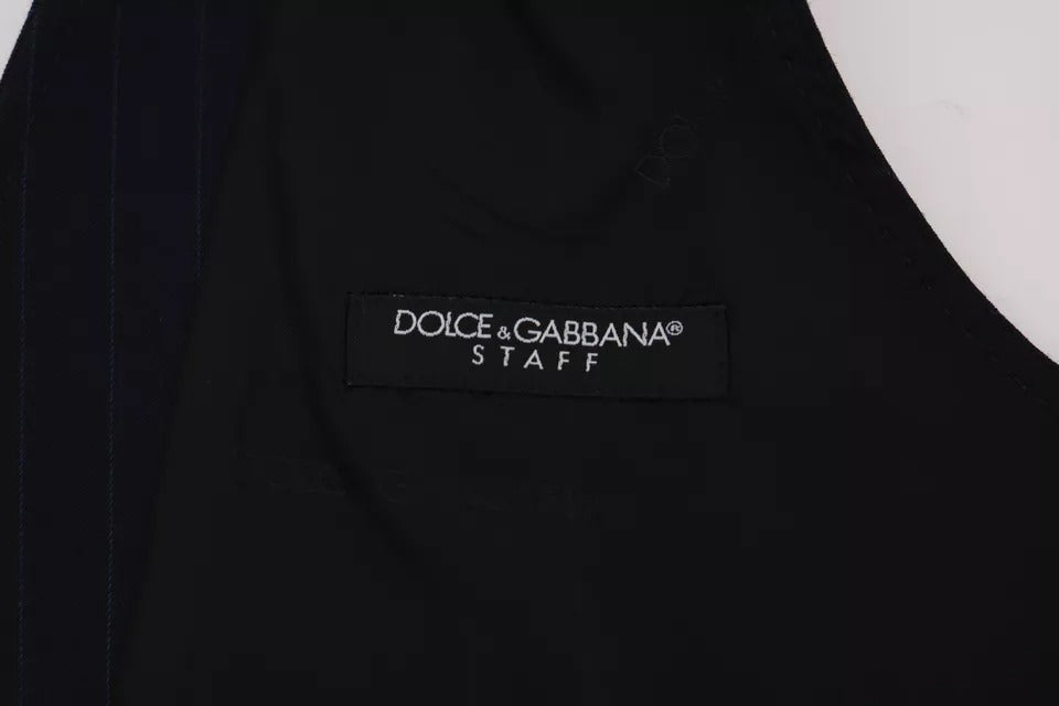 Синій жилет Dolce &amp; Gabbana. Вовняний еластичний жилет STAFF