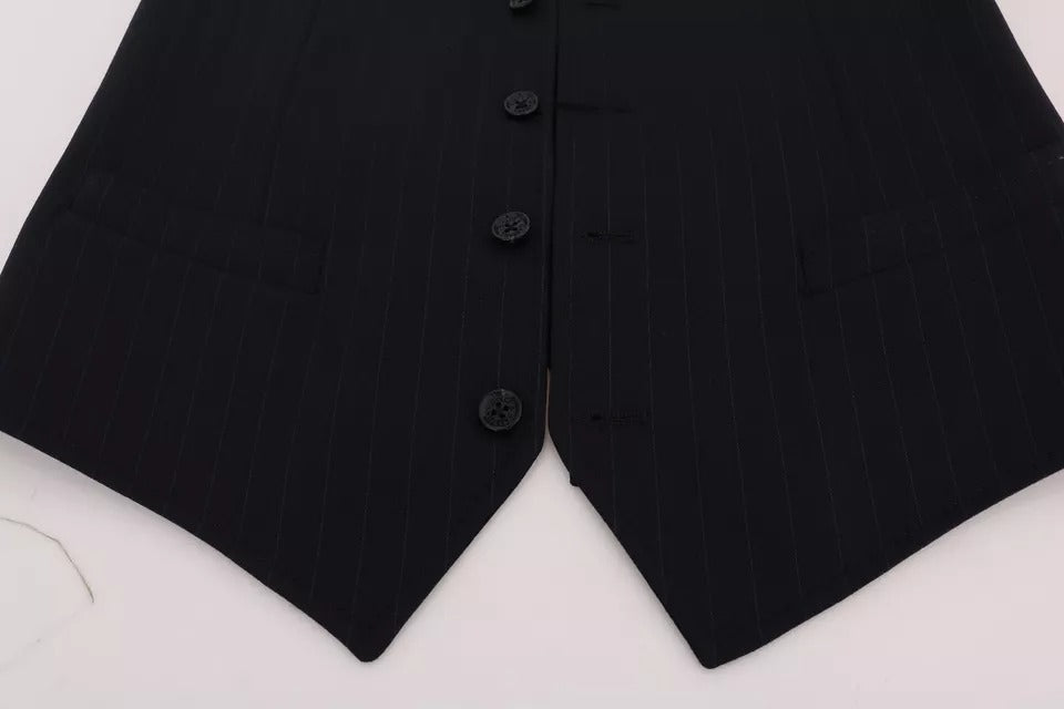 Синій жилет Dolce &amp; Gabbana. Вовняний еластичний жилет STAFF