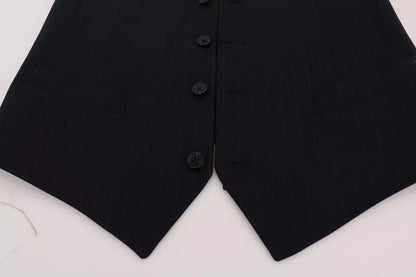 Синій жилет Dolce &amp; Gabbana. Вовняний еластичний жилет STAFF