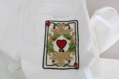 Вузькі джинси Dolce &amp; Gabbana з білими кристалами
