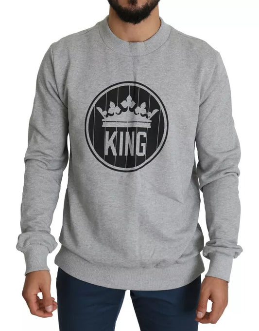 Бавовняний пуловер із принтом Dolce &amp; Gabbana Grey Crown King