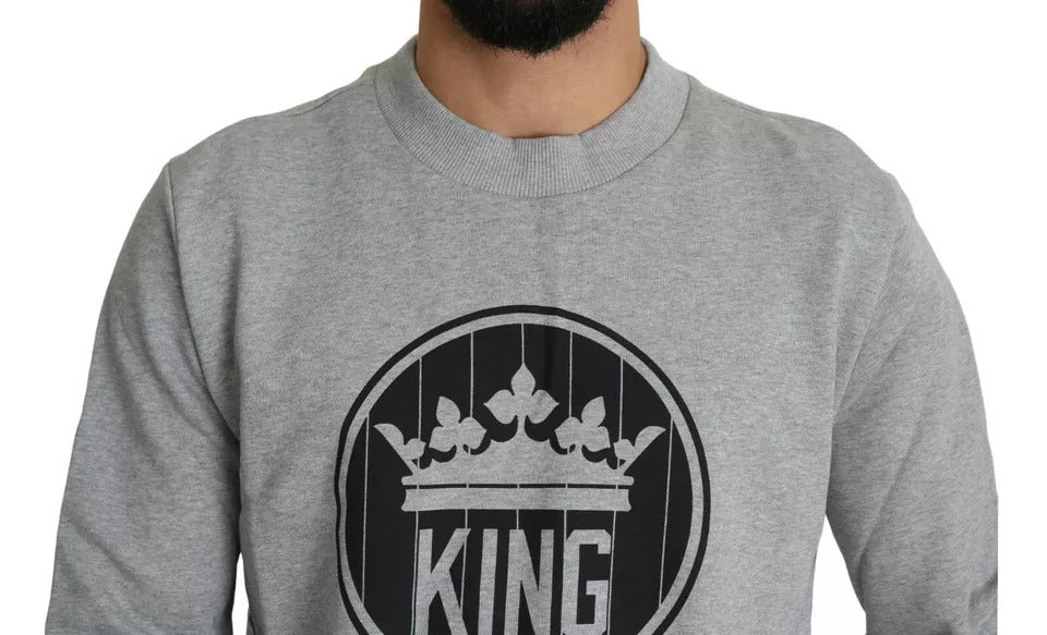 Бавовняний пуловер із принтом Dolce &amp; Gabbana Grey Crown King