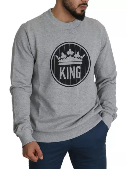 Бавовняний пуловер із принтом Dolce &amp; Gabbana Grey Crown King