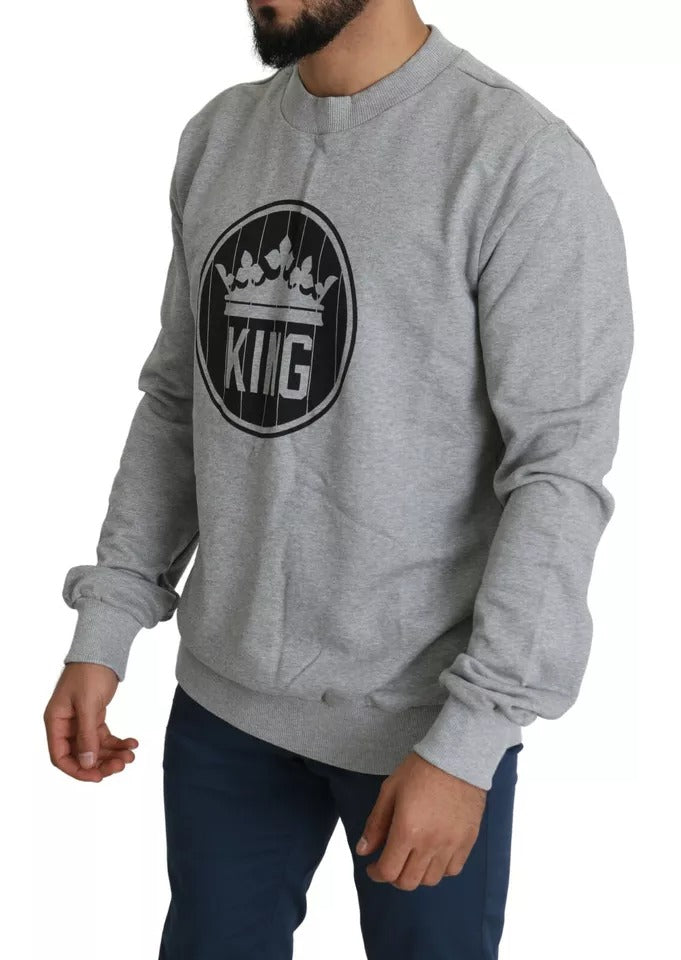 Бавовняний пуловер із принтом Dolce &amp; Gabbana Grey Crown King