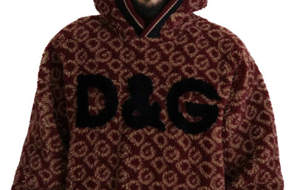 Червоний бежевий вовняний пуловер з капюшоном Dolce &amp; Gabbana