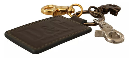 Брелок із зеленою шкірою Dolce &amp; Gabbana D&amp;G з металевим кільцем і гачком