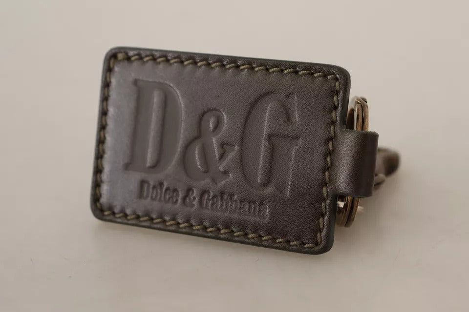 Брелок із зеленою шкірою Dolce &amp; Gabbana D&amp;G з металевим кільцем і гачком