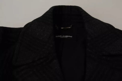 Чорний тренч Dolce &amp; Gabbana, вовняна куртка в клітку