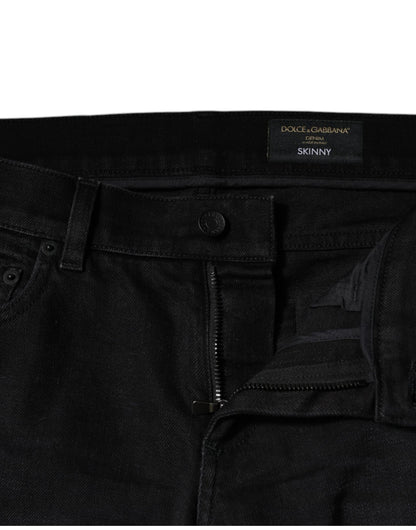 Dolce & Gabbana Black Cotton Stretch Skinny Men Denim Jeans