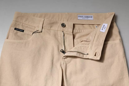 Dolce & Gabbana Beige Cotton Stretch Regular Men Denim Jeans