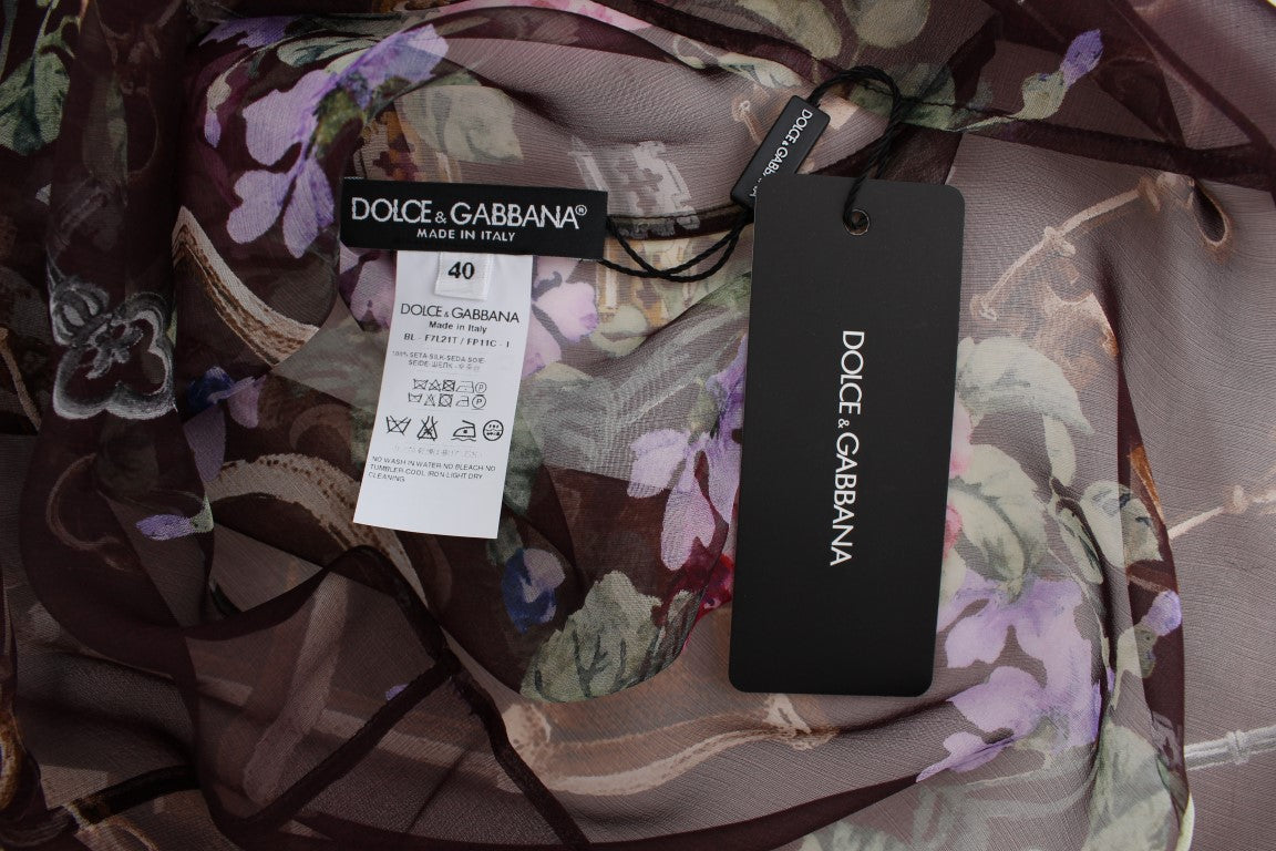 Елегантна шовкова блуза Dolce &amp; Gabbana з квітковим принтом і рукавами-ковпаками