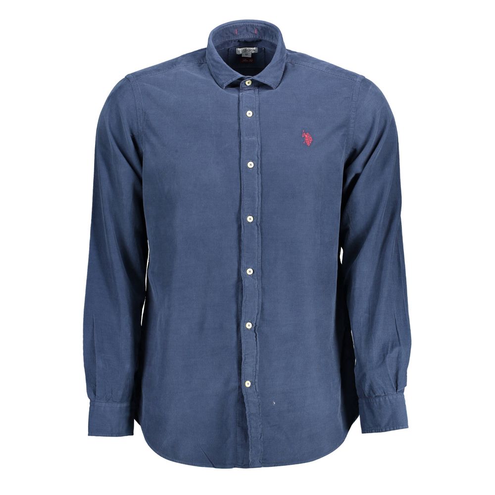 US POLO ASSN. Синя бавовняна чоловіча сорочка