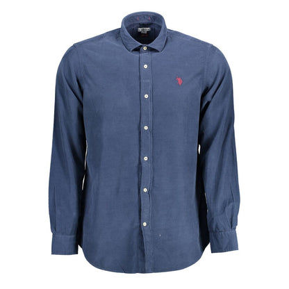 US POLO ASSN. Синя бавовняна чоловіча сорочка