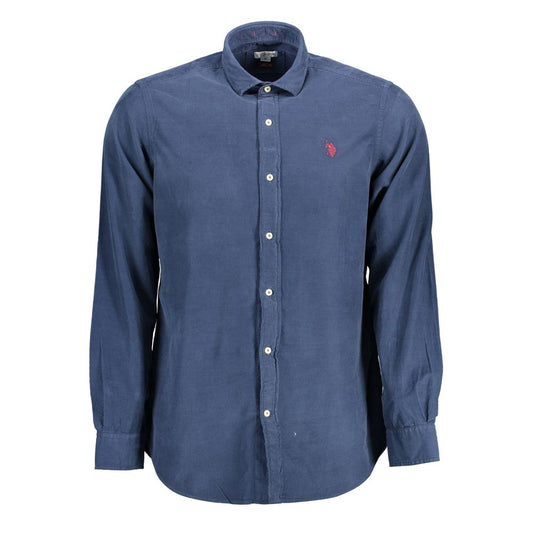 US POLO ASSN. Синя бавовняна чоловіча сорочка