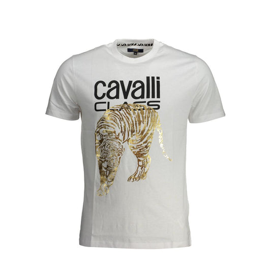Біла бавовняна футболка Cavalli Class