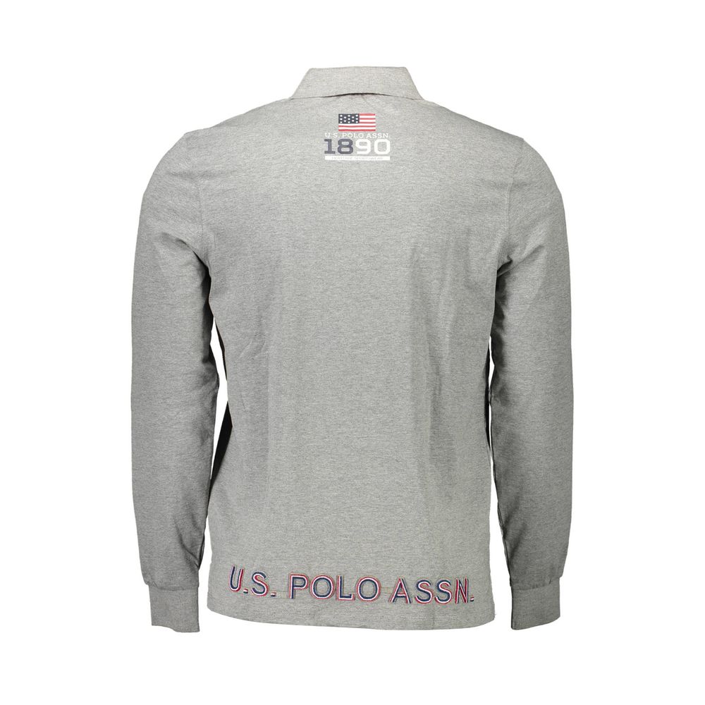 US POLO ASSN. Сіра бавовняна чоловіча сорочка поло