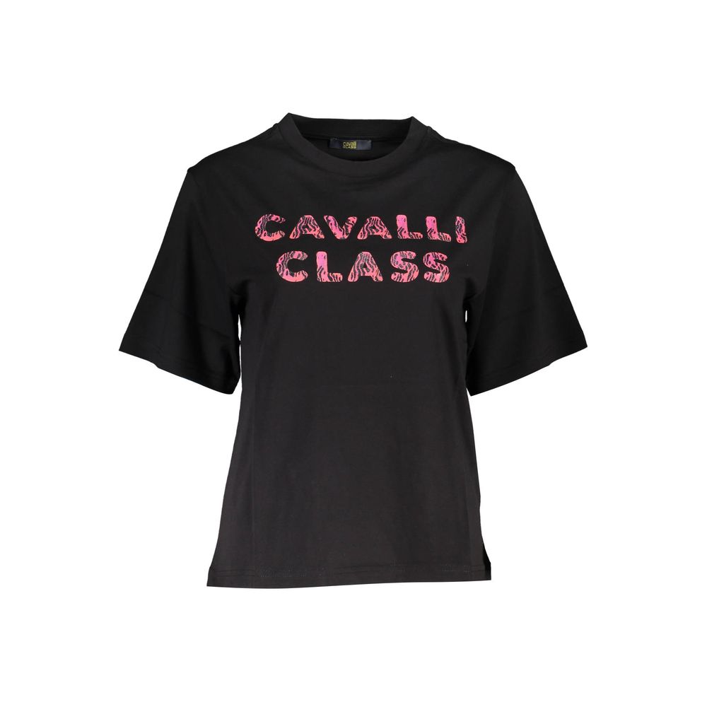 Чорна бавовняна жіноча футболка Cavalli Class