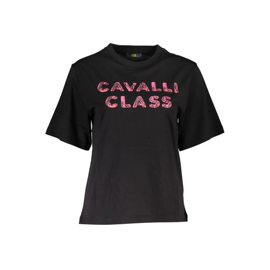 Чорна бавовняна жіноча футболка Cavalli Class