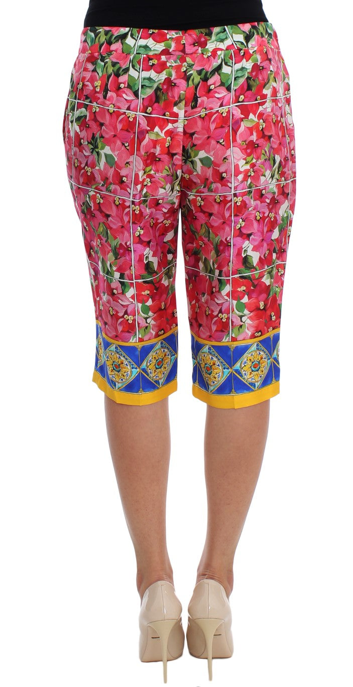 Різнокольорові шовкові капрі з квітковим принтом Dolce &amp; Gabbana