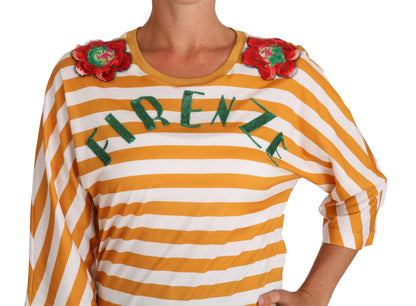 Помаранчево-біла блузка з блискітками Dolce &amp; Gabbana FIRENZE