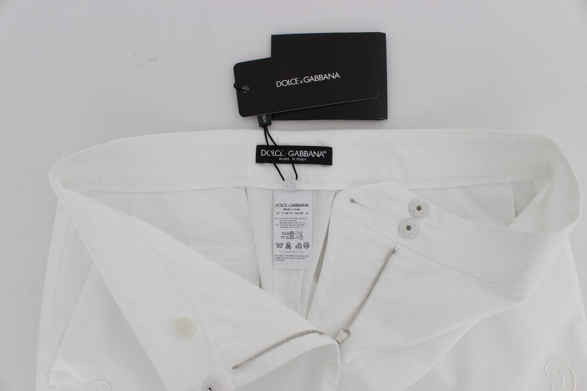 Елегантні білі класичні штани з квітковим вирізом Dolce &amp; Gabbana