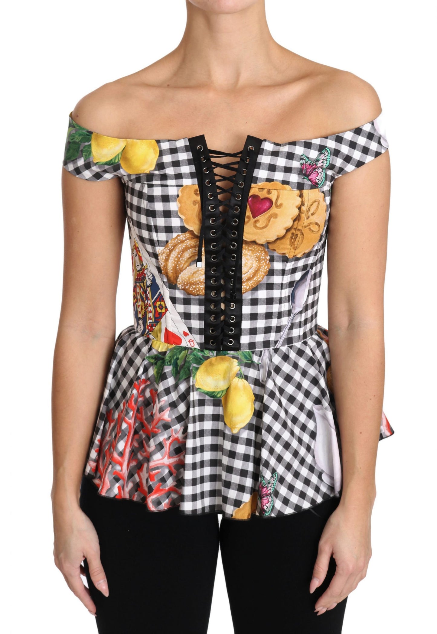 Шикарна блузка з корсетом у клітку Dolce &amp; Gabbana
