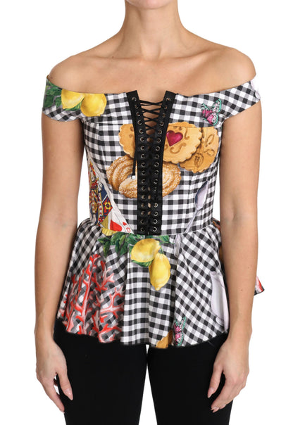 Шикарна блузка з корсетом у клітку Dolce &amp; Gabbana