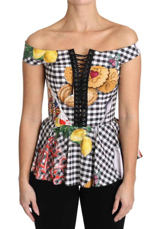 Шикарна блузка з корсетом у клітку Dolce &amp; Gabbana