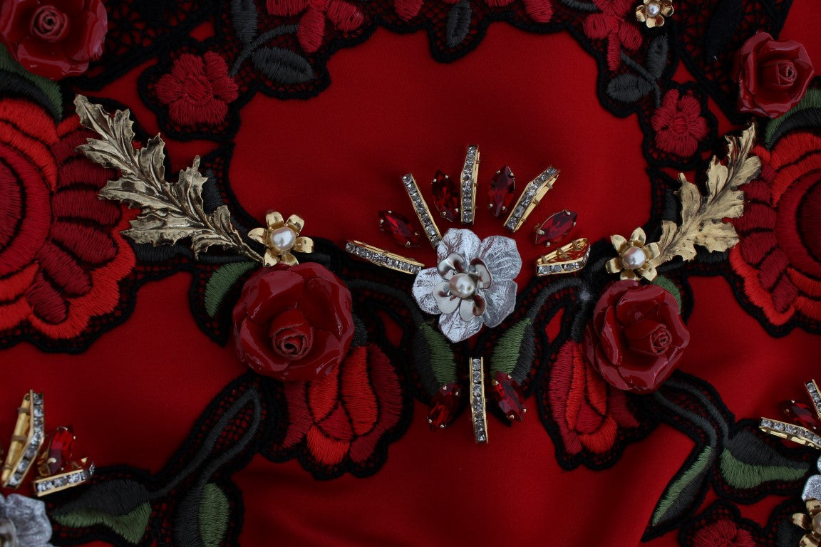 Захоплюючі червоні шовкові шорти Dolce &amp; Gabbana з вишивкою